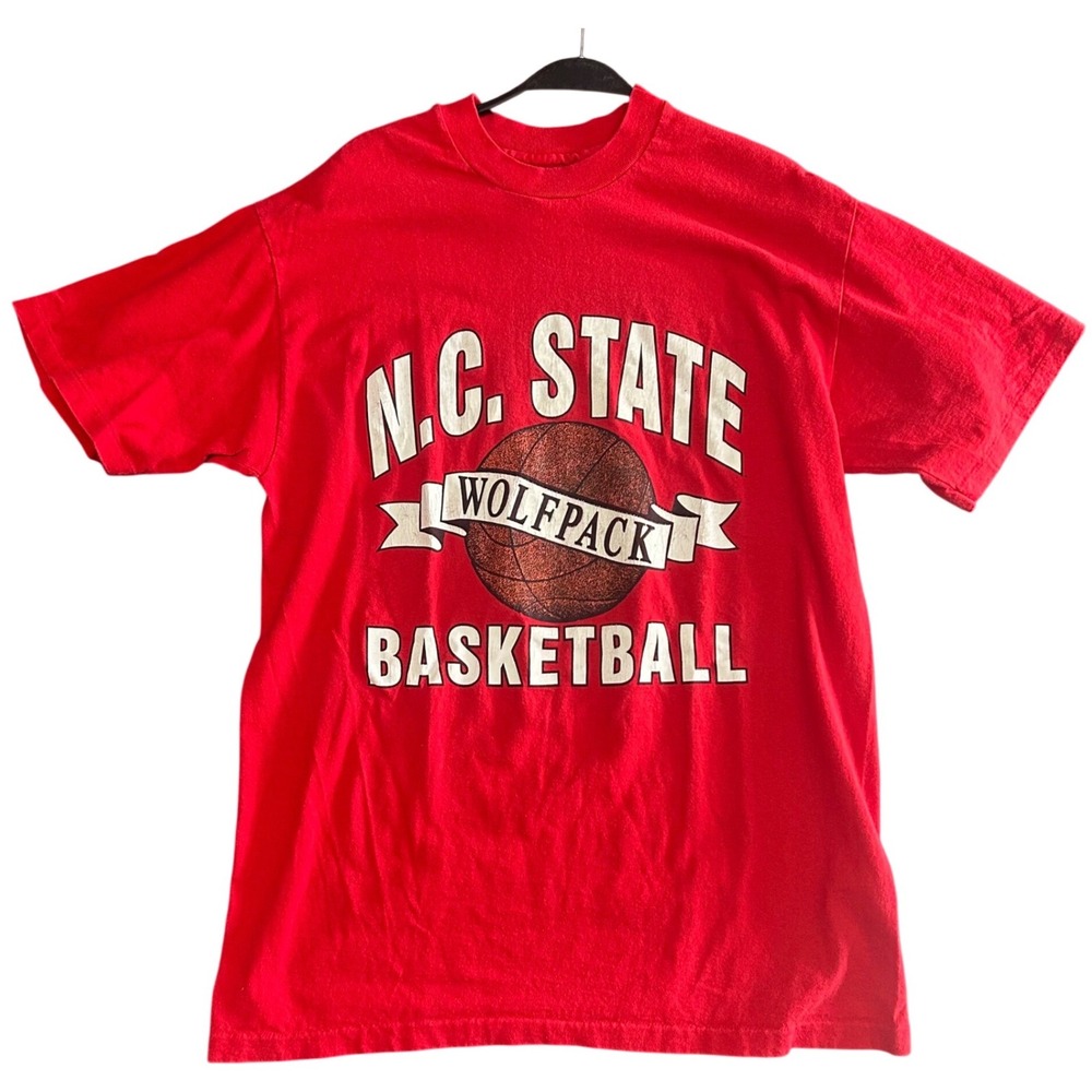 The Cotton Exchange NC State Wolfpack Basketball T-Shirt Red Mens Large Vintage